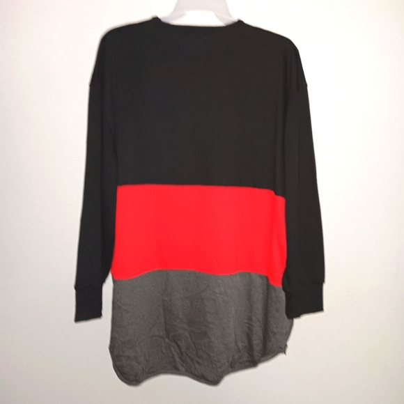 Galaxy men's long sleeve shirt color block shirt SIZE 4XL black red and gray - Picture 5 of 6